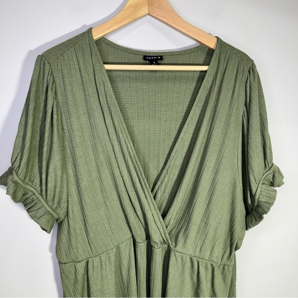 Torrid Olive Green Ribbed Surplice Peplum Top Size 4x Babydoll Top - Picture 5 of 12